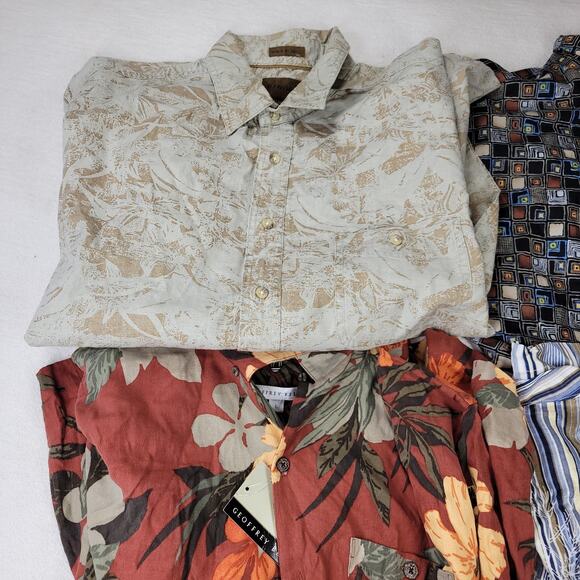 Vintage Hawaiian Shirt Mens Sz Large Lot of 54Rayon Linen Silk NWT Y2k Summer - Picture 4 of 14